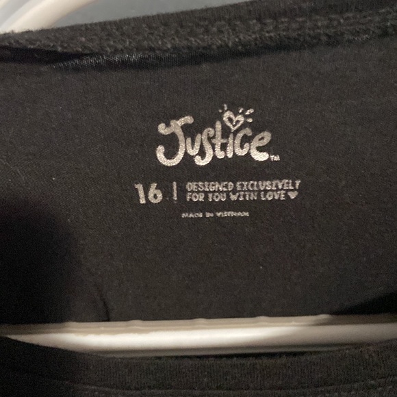 Like New Condition Girl’s Justice Black T-Shirt, Size Girl’s 16 - Picture 3 of 4